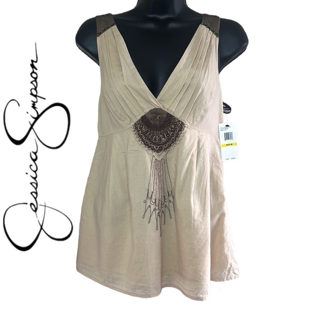 Jessica Simpson Embroidered Sleeveless Top Size M